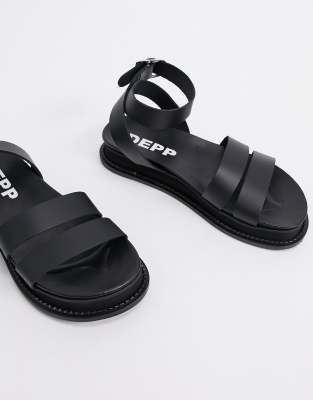 black leather flatform sandals