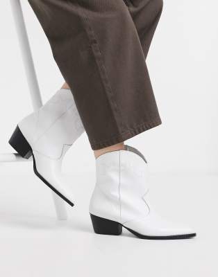 white ankle boots western