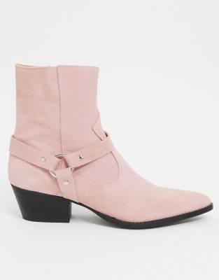 pink suede cowboy boots
