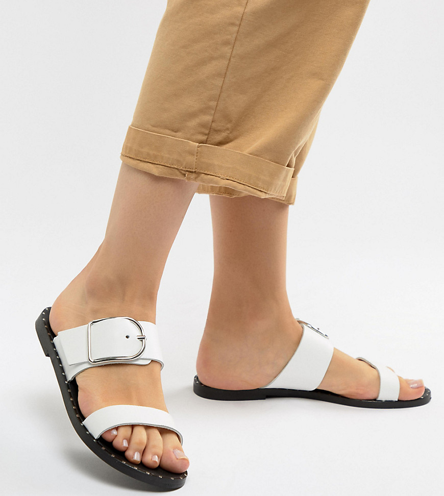 Depp - Platte leren sandalen met brede pasvorm-Wit