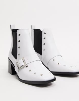studded white boots