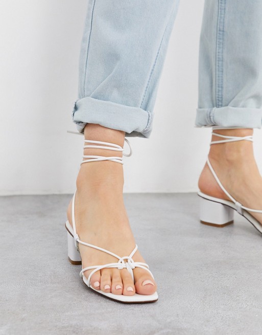 Depp super strappy sandals with square toe in white leather