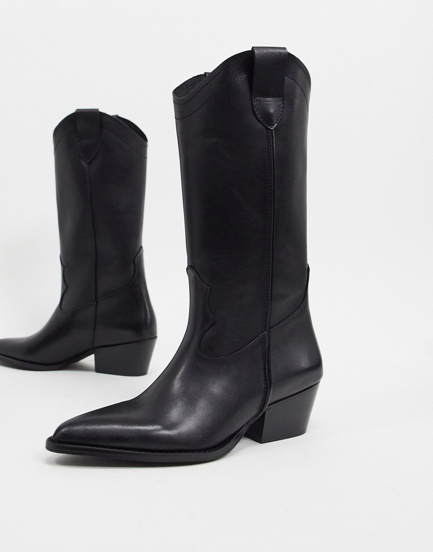 Depp - Tall - Sorte western-støvler i læder