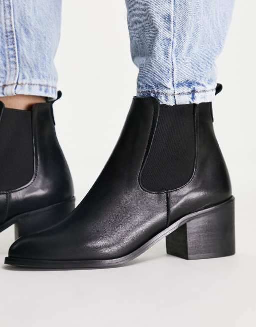 Depp leather heeled sales chelsea boots