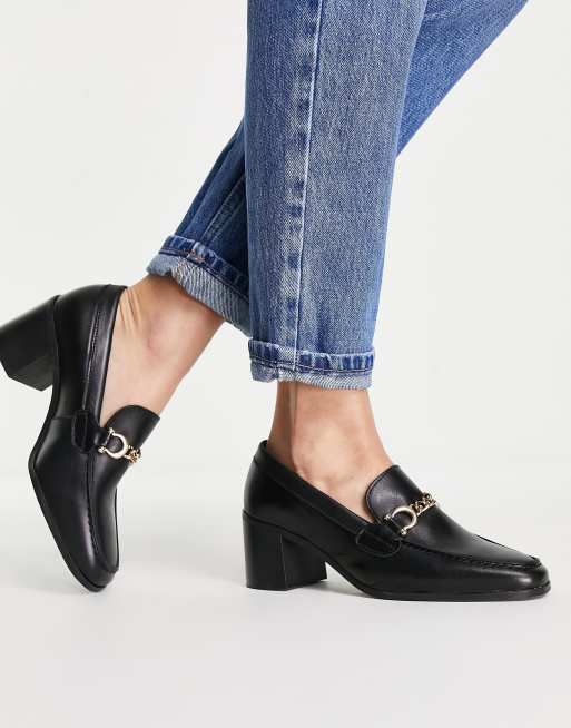 Wide fit heeled clearance loafers