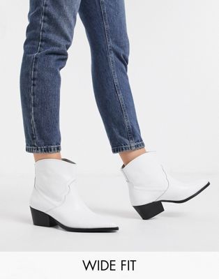 white wide fit ankle boots