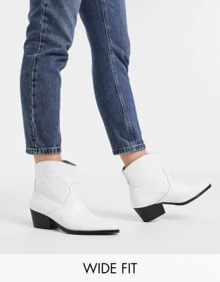 white wide fit ankle boots