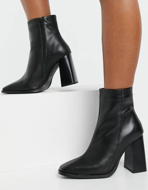 Square toe block shop heel ankle boots