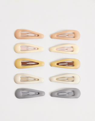 DesignB - 10er-Pack Mini-Haarclips in matten, neutralen Tönen