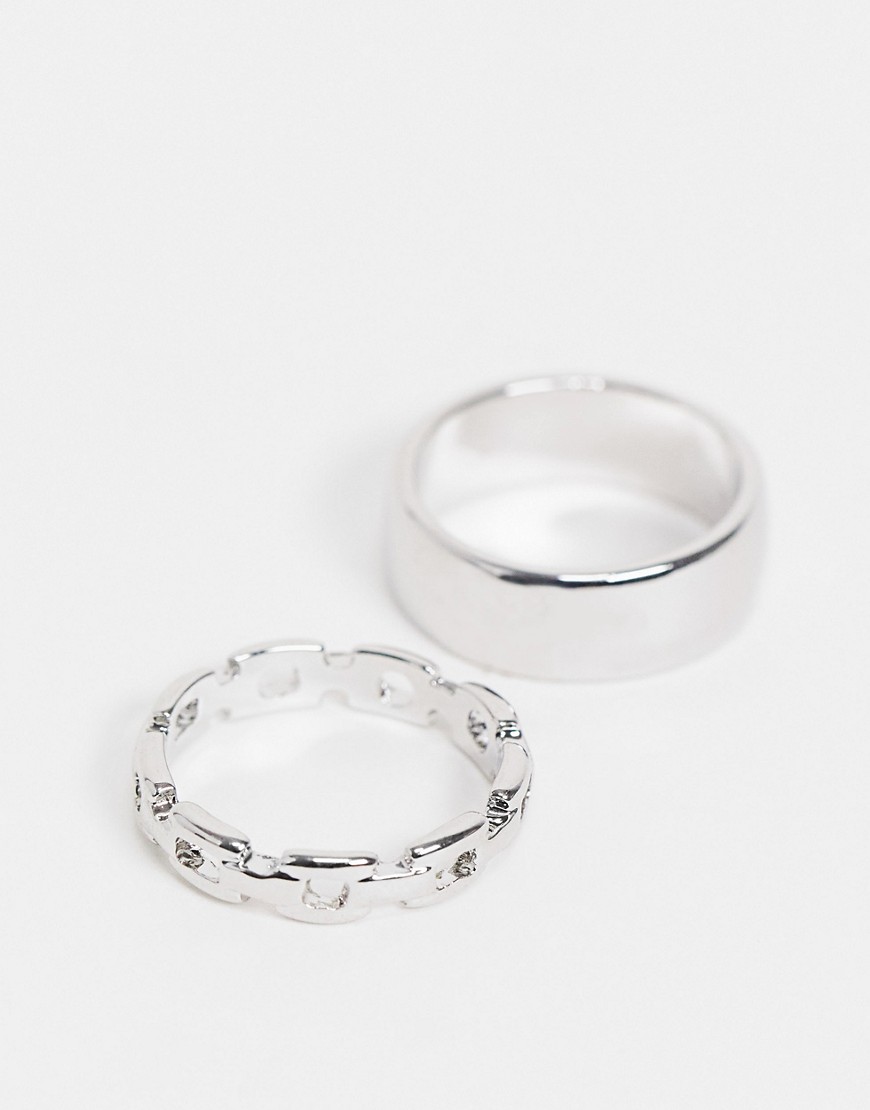 DesignB 2 pack ring in silver