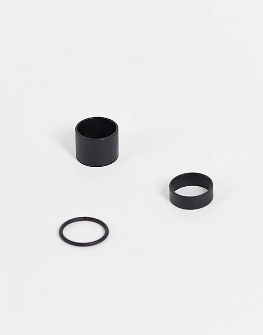 DesignB 3 pack ring set in matte black