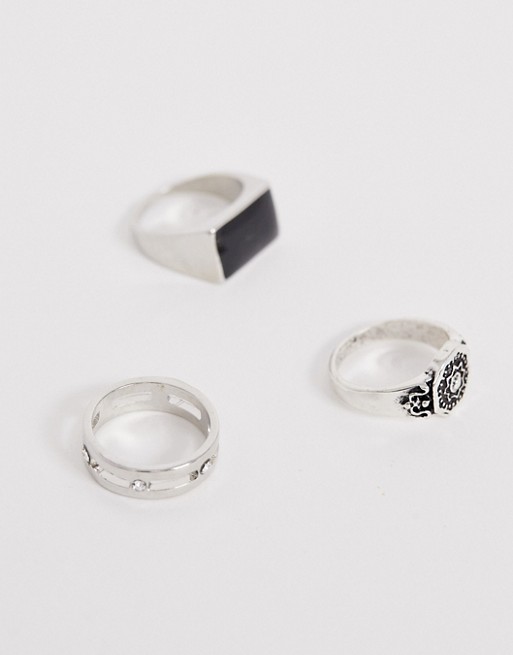 DesignB 3 pack rings in silver