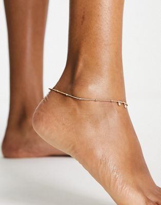 DesignB London anklet with crystal charms in gold tone