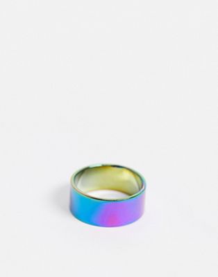 DesignB band ring in iridescent | ASOS
