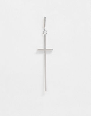 DesignB - Boucle d'oreille croix oversize - Argenté