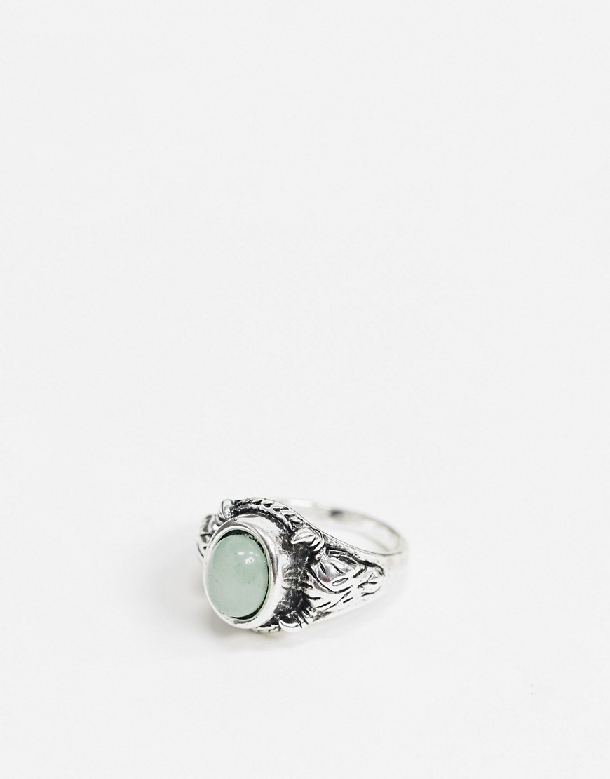 DesignB - Brede zilveren ring met ramskop en turquoise steen
