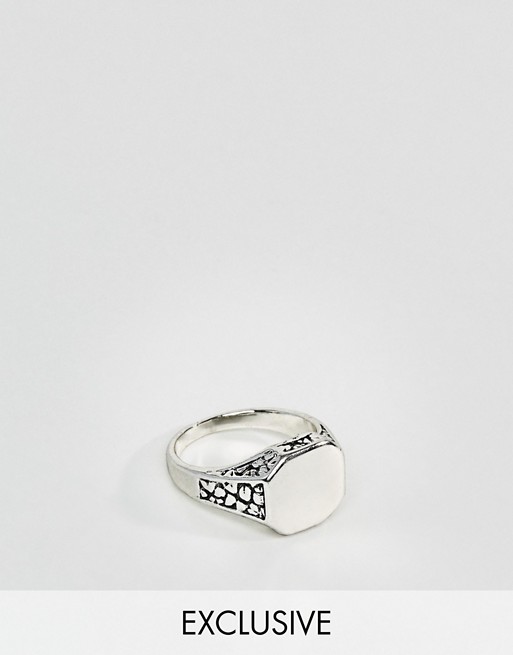 DesignB burnished silver signet pinkie ring exclusive to asos