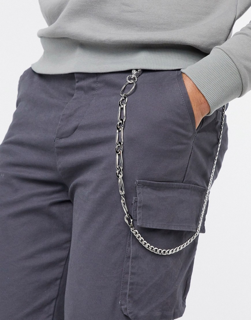 DesignB - Catena per jeans mista argento con dettagli in smalto nero