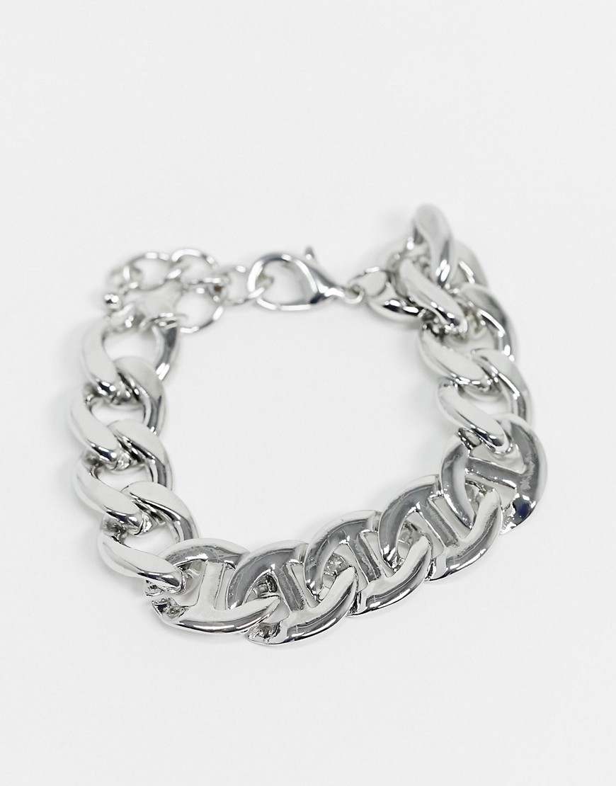 DesignB chunky chain bracelet in silver with anchor links