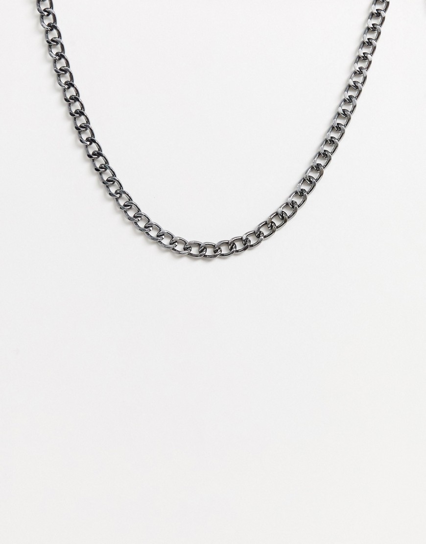 DesignB chunky neck chain in gunmetal-Black