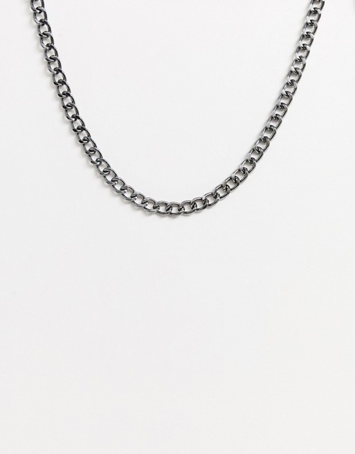 DesignB chunky neck chain in gunmetal