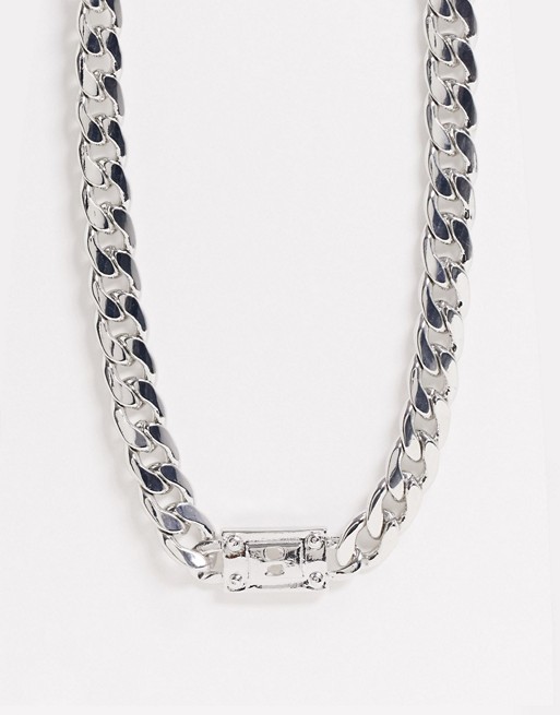DesignB chunky neck chain in silver