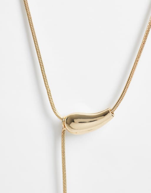 DesignB - Collana lariat effetto fuso dorata, 4 di 4