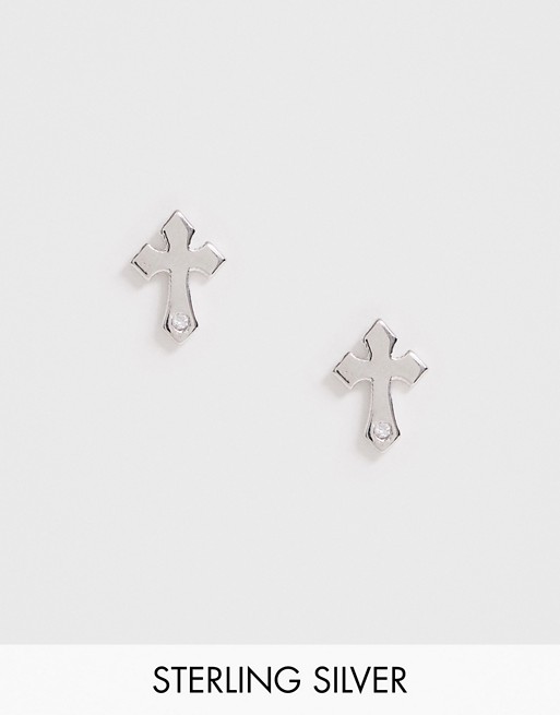 DesignB cross stud earrings in sterling silver