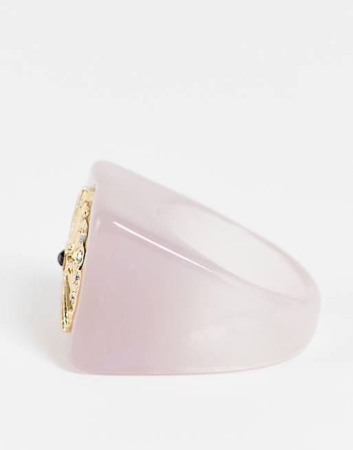 DesignB Curve - Brede ring van hars met oog van maansteen, 4 van 4