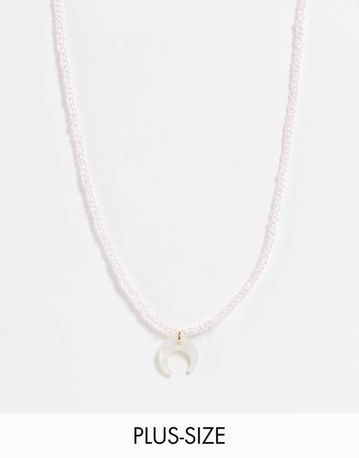 DesignB Curve - Collana con perline e ciondolo a forma di luna crescente
