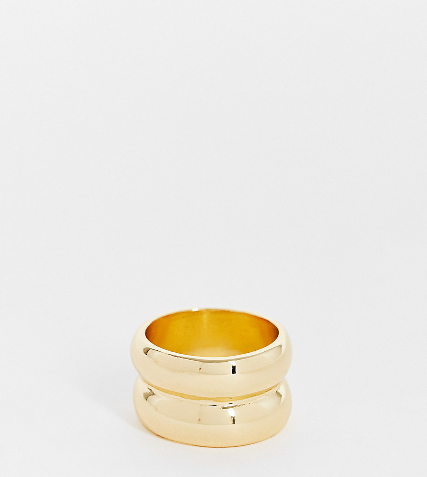 DesignB Curve double row ring in gold tone