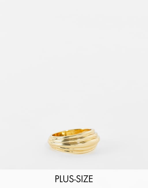 DesignB Curve – Guldfärgad ring med ribbat mönster