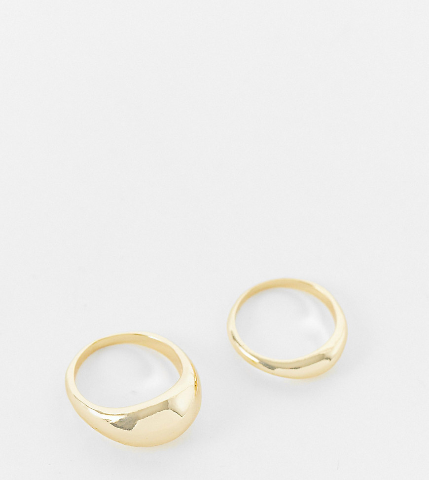 DesignB Curve London 2-pack dome rings in gold tone