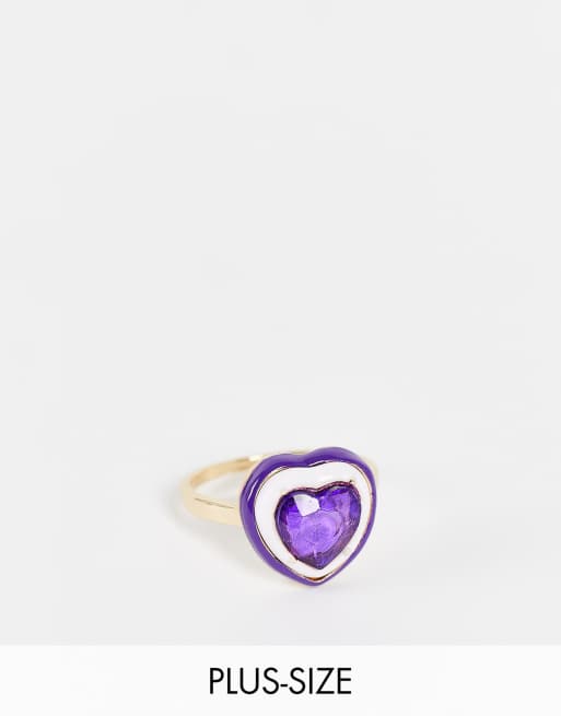 DesignB - Curve - Ring van email met hartvormig kristal in paars