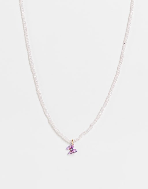 DesignB ditsy beaded necklace with butterfly charm