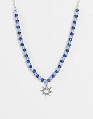 DesignB London ditsy beaded necklace with sun pendant
