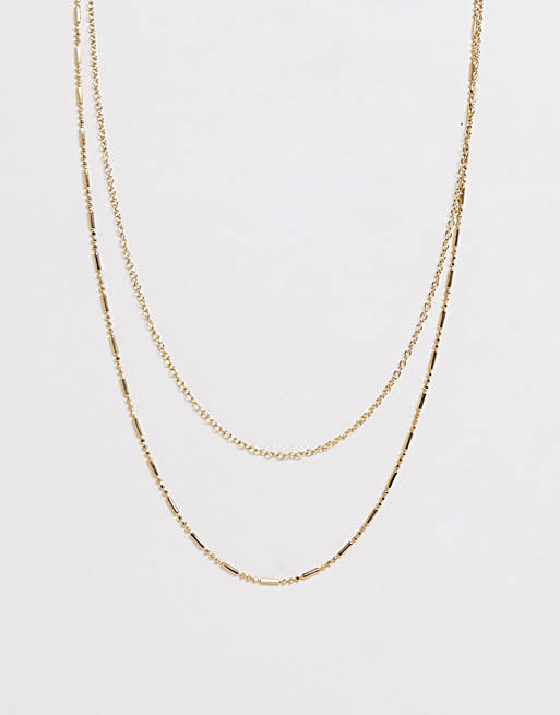 DesignB double chain necklace in gold exclusive to asos