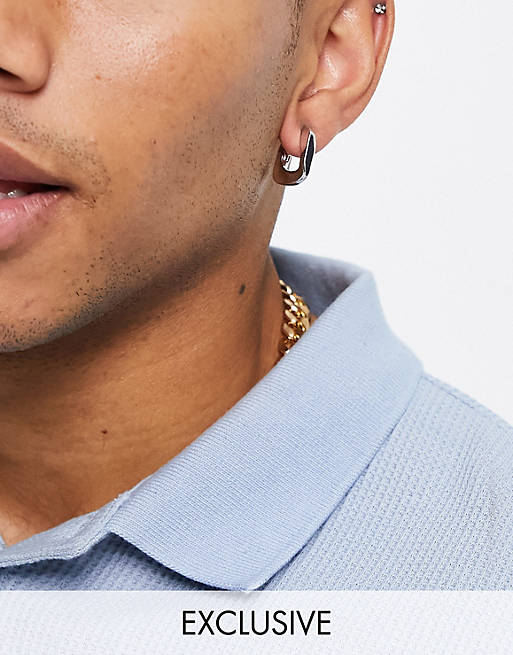 DesignB exclusive chain huggie hoop earrings in silver