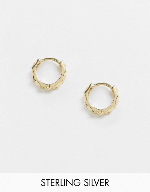 DesignB Exclusive sterling silver gold plated hoops with engraved detail