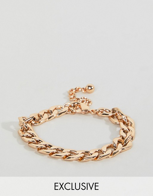 DesignB flat curb chain bracelet in gold exclusive to asos