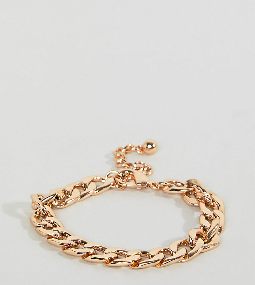 DesignB flat curb chain bracelet in gold exclusive to asos