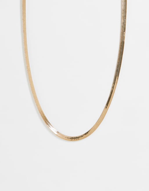 Flat snake chain store necklace gold