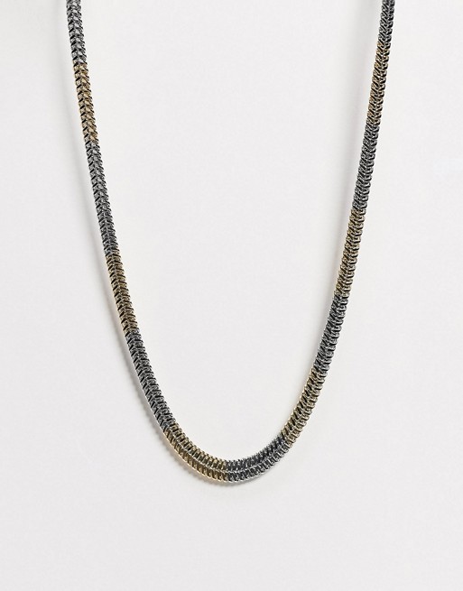 DesignB flat snake neckchain in mixed metal