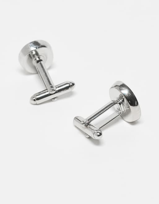 DesignB - Gemelli tonalità argento con pietra nera ovale , 3 di 3