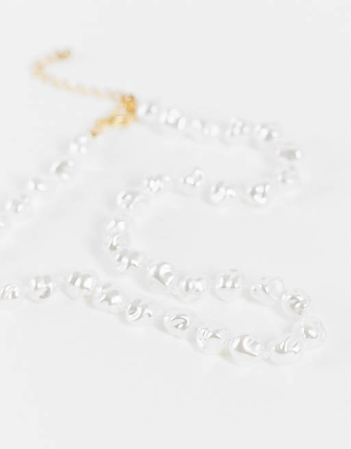 DesignB glass faux pearl necklace in cream