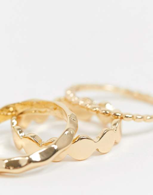 Designb Goldene Ringe Im 3er Multipack Asos