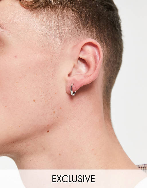 DesignB huggie hoop earrings in silver exclusive to asos