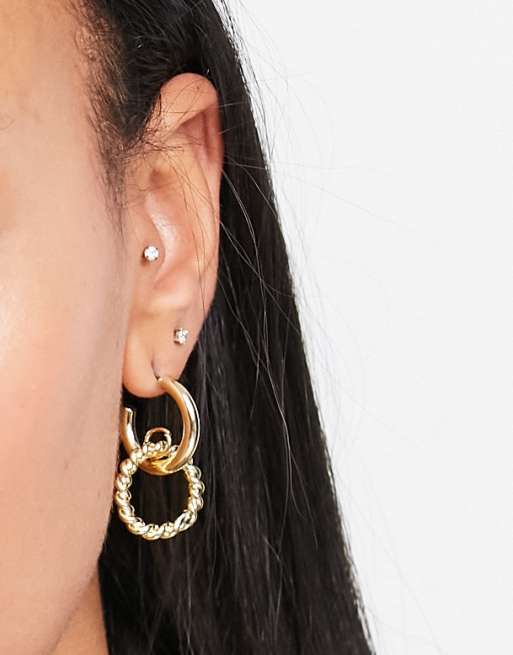 DesignB interlock twist hoop drop earrings in gold