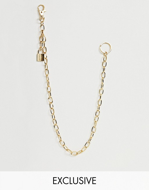 DesignB jean chain with padlock charm in gold