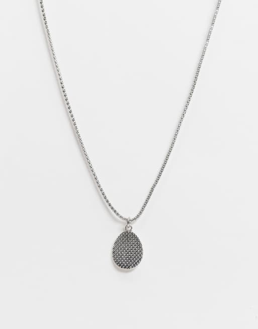 DesignB - Ketting met gegraveerde, ovale hanger in zilverkleur